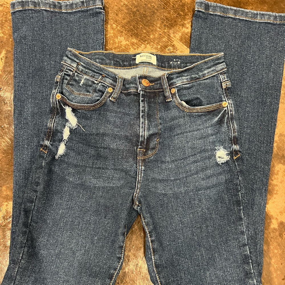 Kensie Dark Blue Straight-Flare Jeans